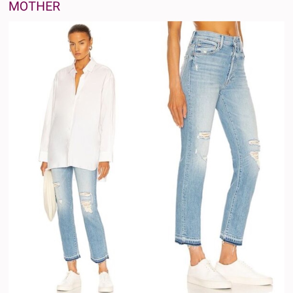 Mother Superior Denim High Waisted Hiker Hover Straight Leg Jeans size 28